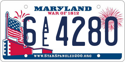 MD license plate 6AE4280