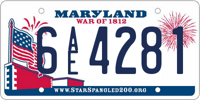 MD license plate 6AE4281