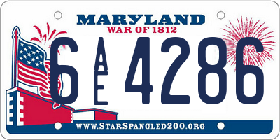 MD license plate 6AE4286