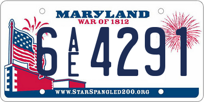 MD license plate 6AE4291