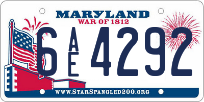 MD license plate 6AE4292