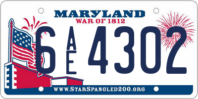 MD license plate 6AE4302