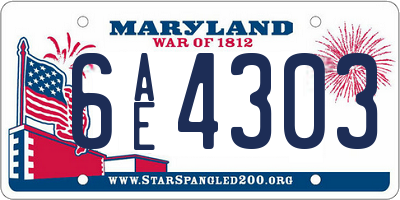 MD license plate 6AE4303