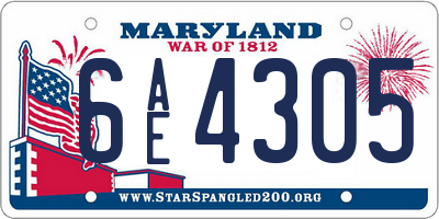 MD license plate 6AE4305