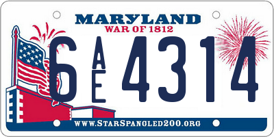 MD license plate 6AE4314