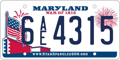 MD license plate 6AE4315
