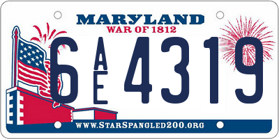 MD license plate 6AE4319