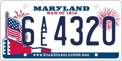 MD license plate 6AE4320