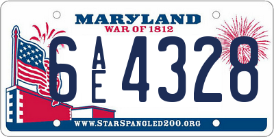 MD license plate 6AE4328