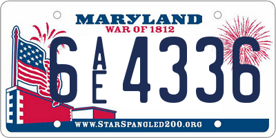 MD license plate 6AE4336