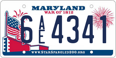 MD license plate 6AE4341