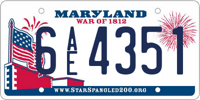 MD license plate 6AE4351