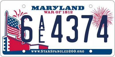 MD license plate 6AE4374