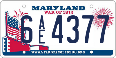 MD license plate 6AE4377