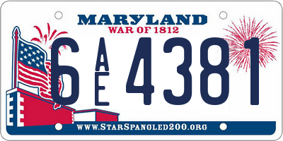 MD license plate 6AE4381