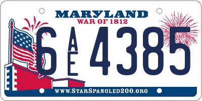 MD license plate 6AE4385