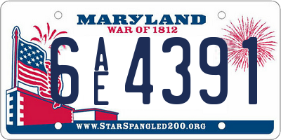 MD license plate 6AE4391