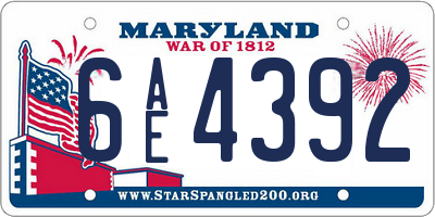 MD license plate 6AE4392