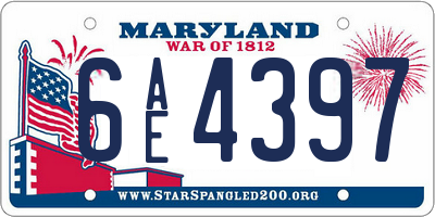 MD license plate 6AE4397