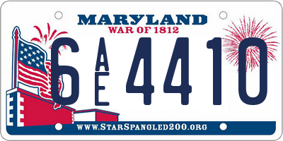 MD license plate 6AE4410