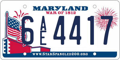 MD license plate 6AE4417