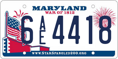 MD license plate 6AE4418