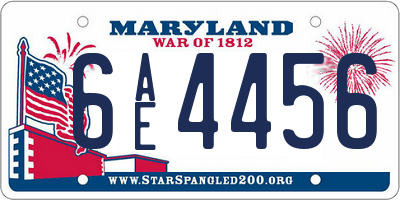 MD license plate 6AE4456