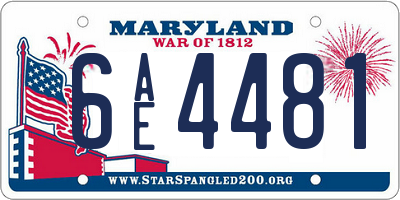 MD license plate 6AE4481