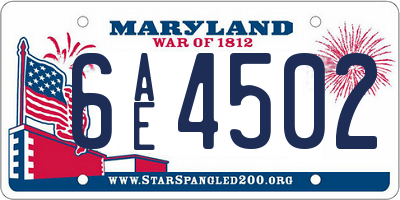 MD license plate 6AE4502