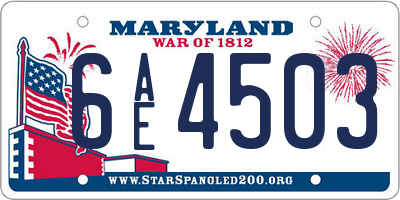 MD license plate 6AE4503