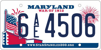 MD license plate 6AE4506