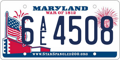 MD license plate 6AE4508