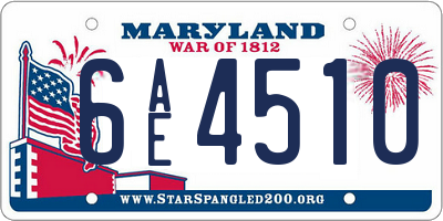 MD license plate 6AE4510