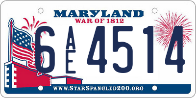 MD license plate 6AE4514