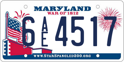 MD license plate 6AE4517