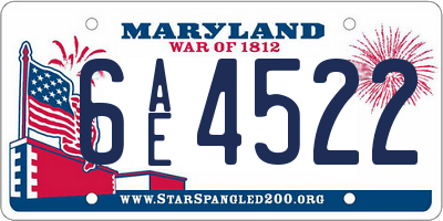 MD license plate 6AE4522