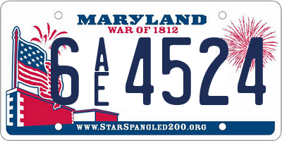 MD license plate 6AE4524