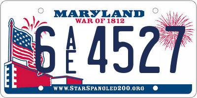 MD license plate 6AE4527