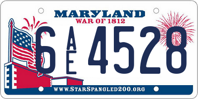 MD license plate 6AE4528