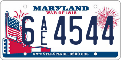 MD license plate 6AE4544