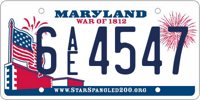 MD license plate 6AE4547
