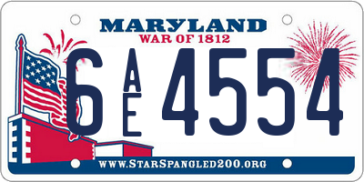 MD license plate 6AE4554