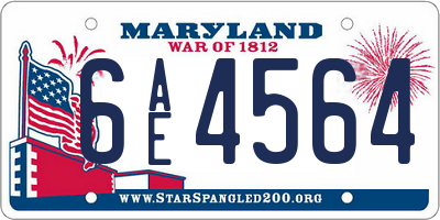 MD license plate 6AE4564