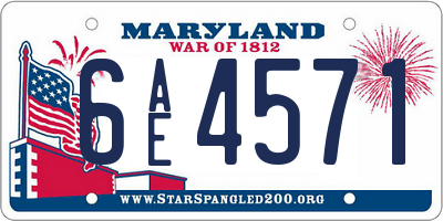 MD license plate 6AE4571