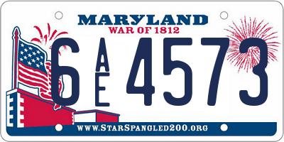 MD license plate 6AE4573