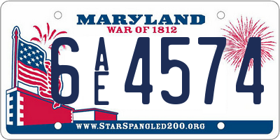 MD license plate 6AE4574