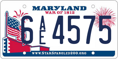 MD license plate 6AE4575