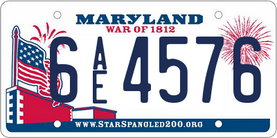 MD license plate 6AE4576