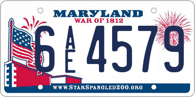 MD license plate 6AE4579
