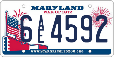 MD license plate 6AE4592